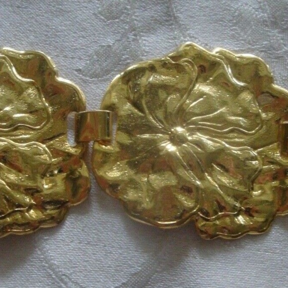 Grecian 18k Gold Plated Belt Metal Flowers Floral main image 8